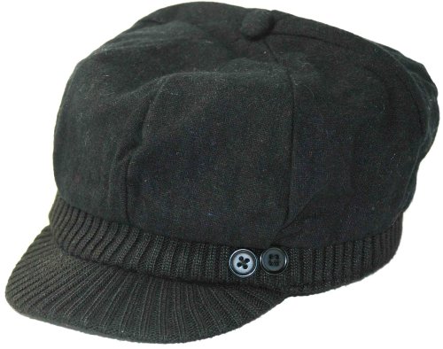 Black Gray Brown Wool Newsboy Cab Driver hat with 2 cute side buttons for WomenMedium to Large