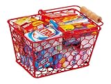 Trendline24 Metallkorb gefüllt Farbe: Rot für Kaufladen / Kaufmannsladen - inkl. samtweichem Trendline24 Zubehörtransportbeutel