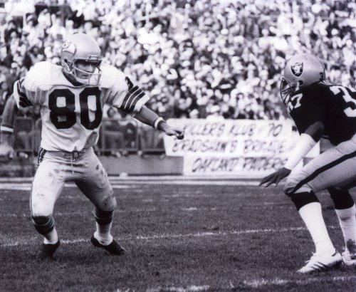 STEVE LARGENT SEATTLE SEAHAWKS & LESTER HAYES OAKLAND RAIDERS 8X10 SPORTS ACTION PHOTO (A)
