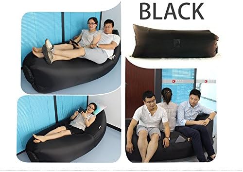 ZALA 2nd Generation Outdoor Inflatable Furniture Sleeping Air Bag Nylon Fabric Beach Lounger Convenient Compression Air Bag ,Hangout Bean Bag Portable Dream Chair (Black)