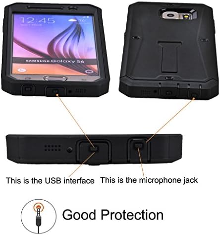 S6 Case,Qcute Samsung Galaxy S6 Case, [Heavy Duty] Shakeproof crashproof Dirt Proof tough case three Layer Hybrid Hard/soft Slim Protective Cover for Samsung Galaxy S6 (Black)