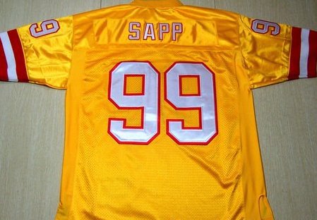 Tampa Bay Buccaneers #99 Sapp Yellow Jerseys Authentic Football Jersey Size 48-56 (Please Select the Size When You Order, Can Do Drop Shipping)