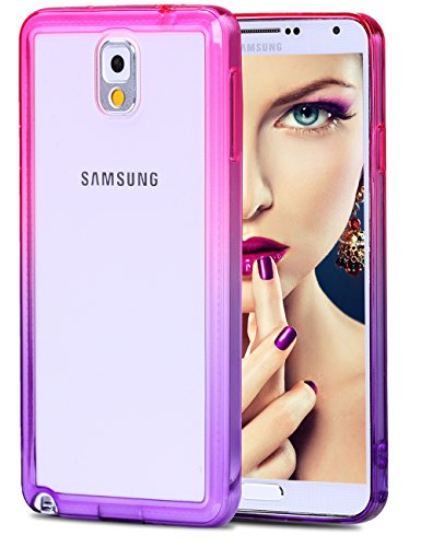 Galaxy Note 3 Case, VofolenÂ® Gradient Colorful Edge Note 3 Slim Cover Flexible Soft Bumper Clear Case Shock Absorption Transparent Skin Protective Shell for Samsung Galaxy Note 3 (Rose Purple)