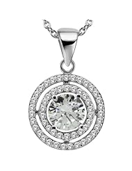 1.64 Ct 6mm Round Natural White Topaz 925 Sterling Silver Pendant With 18" Chain
