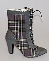 Damen Stiefelette Stiefel grau Karomuster High Heel
