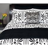 Florence Damask Duvet Cover Set - Jet Set Black, Queen