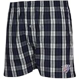 NCAA Oklahoma City Thunder Navy Blue-White Plaid Historic Embroidered Boxer Shorts (Large)