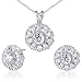 Jewelry : Eye Catchy Round Shape White Cubic Zirconia Pendant Earrings Set in Sterling Silver