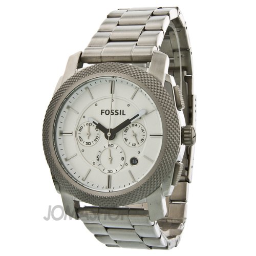 Fossil Machine Chronograph White Dial Stainless Steel Mens Watch FS4663