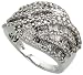 10k White Gold Ring 5/8 (16mm) wide, w/ 1.50 Carat Round Brilliant & Baguette Diamonds
