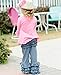 RuffleButts® Infant / Toddler Girls Faux Blue Denim Fancy Flare Pants