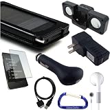 Premium Black Microsoft Zune HD 16 / 32 Faux Leather Case, USB Data Sync Charging Cable, USB Car Charger, USB Wall / Travel Charger, Screen Protector, Earphones, Cube Foldable Speaker Dock, and Free Carabiner Key Chain