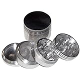 2 X Generic Silver Four Piece NEW Style 2 1/4" Herb, Spice or Tobacco Pollen Grinder (As Shown)