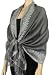 70 x 28" Border Pattern Double Layer Woven Pashmina Shawl / Scarf / Wrap / Stole - Gray"