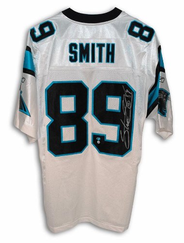 Autographed Steve Smith Carolina Panthers White Authentic Reebok Jersey