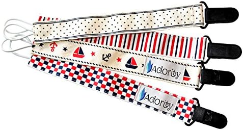 Pacifier Clip - 4 Pack - Adorable Baby Design, Pacifier Holder - Easy Pacifier Clip for Soothing Pacifiers, Teething Toys, Pacifers, Baby Bibs - Best Baby Shower Gift