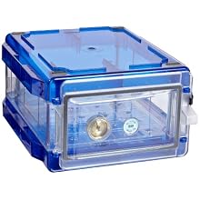 Bel-Art Scienceware 420710006 Clear Secador 1.0 Desiccator Cabinet with Blue End Cap, 13.4" Width x 8.4" Height x 16.3" Depth