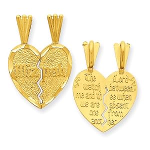 14k Gold Mizpah Heart Charm by GOLDIA