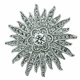 Sterling Silver Simulated Diamond cz Starburst Flower Pin