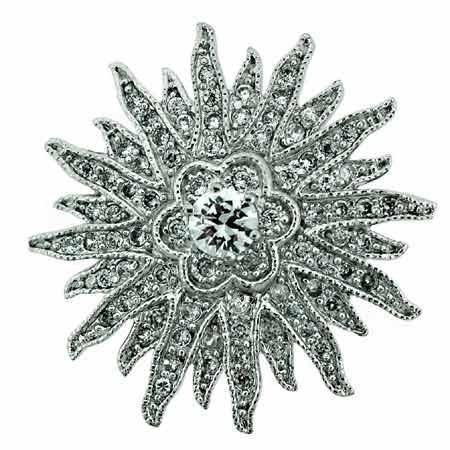 Childrens Toyshop  Jewelry : Sterling Silver Simulated Diamond cz Starburst Flower Pin