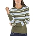 Mossimo Supply Co. Juniors Crewneck Sweater - Green Multi Stripe