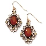 1928 Copper-tone Sienna/Light Colorado Crystal Oval Drop Earrings
