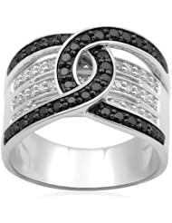 Sterling Silver Black and White Diamond Ring (3/4 cttw, I-J Color, I2-I3 Clarity)