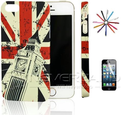2014 Brazil World Cup UK Flag Design PC Shockproof Hard Case Back Cover For iPhone 5&5S + Stylus&Film