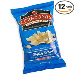 CORAZONAS Heart Healthy Slightly Salted Potato Chips, 6-Ounce Bags (Pack of 12)
