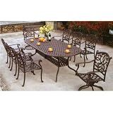 Darlee Santa Monica Cast Aluminum Outdoor Patio Dining Set With Cushions - 102 Inch Oval - Antique Bronze