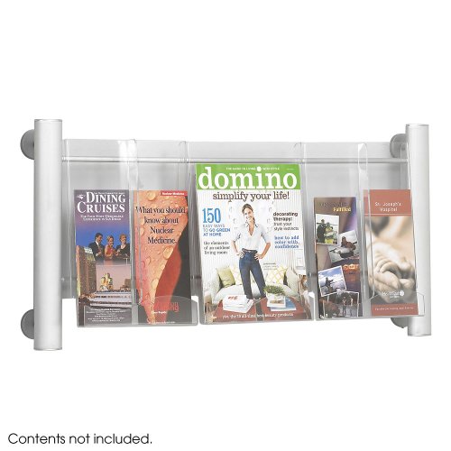 Image of SAFCO PRODUCTS 4133SL Luxe Magazine Rack 3 Compartments 31-3/4w X 5d X 15-1/4h Silver/clear