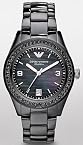 Emporio Armani Black Ceramic Crystal Ladies Watch