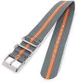 Timex T7B909 Weekender 20mm Gray/Orange Nylon Slip-Thru Watch Strap