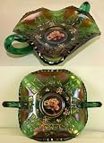 Fenton Art Glass - 8-3/8 Diameter Orange Butterfly Bon Bon Candy Dish