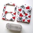 Apple iPod Nano 3 (3rd Generation) Snap-on Protector Hard Case Image Cover With Belt-Clip "Hearts & Skulls" Design