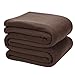 DOZZZ Queen Polar-Fleece Thermal Blanket Brown (90 by 90 Inches) - Extra Soft Brush Fabric, Super Warm Bed Fleece Blanket Lightweight Couch Blanket, Easy Care, Machine Washable Blanket