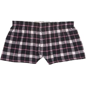 Buy Black and Pink Plaid Check Flannel Cotton Girl Boxers Mini Itty Bitty Shorts 1 Inseam, Covered... by Touch of Europe Boxers