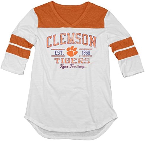 NCAA Clemson Tigers Women's Tri-Blend 3/4 Sleeve Tee, Orange, Medium