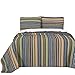 Chezmoi Collection Avery 3-Piece Multi-Color Striped 100% Washed Cotton Quilt Set Queen Size