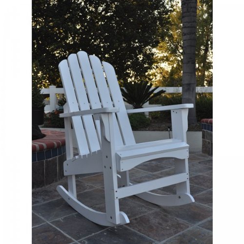 Marina Porch Rocker in Natural Finish: White
