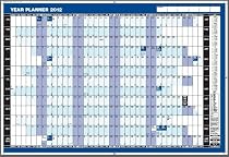 Business quality 2012 year planner in BLUE - wall unmounted laminated large size - for home/work/office