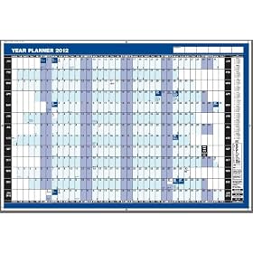 Business quality 2012 year planner in BLUE - wall unmounted laminated large size - for home/work/office
