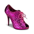 4 3/4 Inch Hee Sexy Glitter Oxford Pump Shoe Lace Up Bootie Gold Pink Purple
