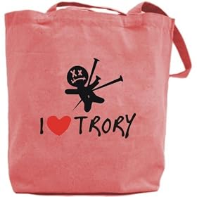 Canvas Tote Bag Pink " I Love Trory " Name