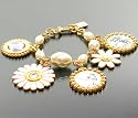 AUTHENTIC COACH BONNIE MULTI CHARM GOLD PEARL BRACELET 94438