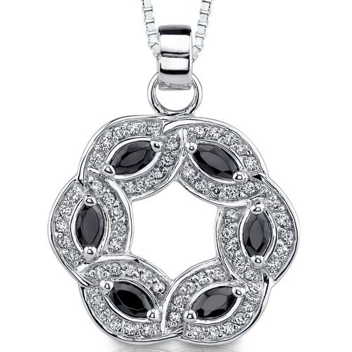 515vMLlG24L Elegant Statement: Sterling Silver Art Deco Inspired Open Circle Dangle Style Bridal jewelry Pendant Necklace with Black/White CZ Diamonds