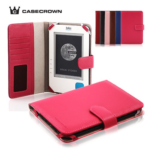 Best Price CaseCrown Faux Leather Opening Case with Interior Compartments for Borders KOBO eBook Reader Organizer Case (Hot Pink)