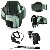 Black Adjustable Deluxe Sportband / Workout Armband with Adaptable Neck Str ....