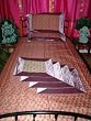 7p Peach Pink Purple Silk Sari Luxury Bedspread Bedding Coverlet Set-twin