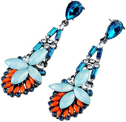Dozoo Fashion Retro Contrast Color Acrylic Gem Diamond Earrings£¨Blue£©